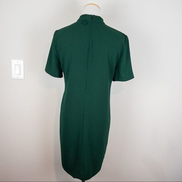 Zara Woman Dark Green Choker Mini Dress Size XS Shift Shortsleeve Modern - Picture 3 of 9